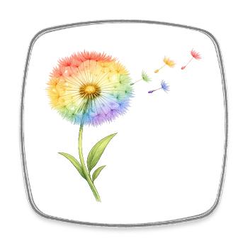 Regenbogen Pusteblume - Viereckiger Kühlschrankmagnet - Weiß - Vorne