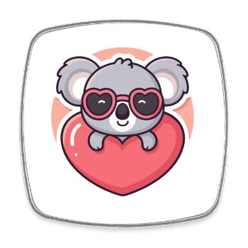 Koalaherz und rosa Brille - Viereckiger Kühlschrankmagnet - Weiß - Vorne