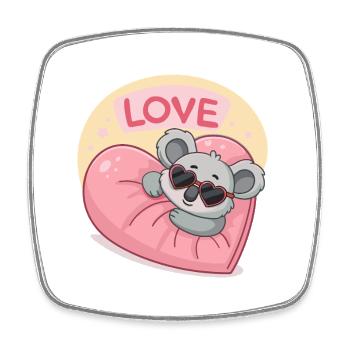 Koala Coeur Love pastel - Magnet carré - blanc - Devant