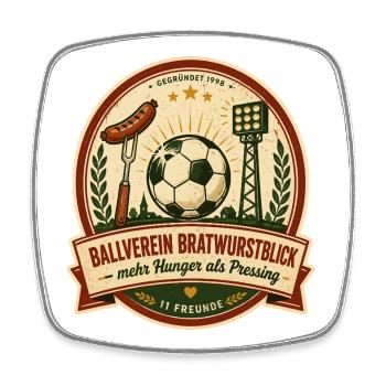 Ballverein Bratwurstblick - Viereckiger Kühlschrankmagnet - Weiß - Vorne