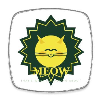 Sunny Meow Sun Maskottchen - Viereckiger Kühlschrankmagnet - Weiß - Vorne