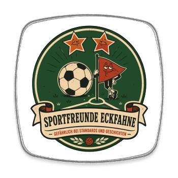 Sportfreunde Eckfahne - Viereckiger Kühlschrankmagnet - Weiß - Vorne