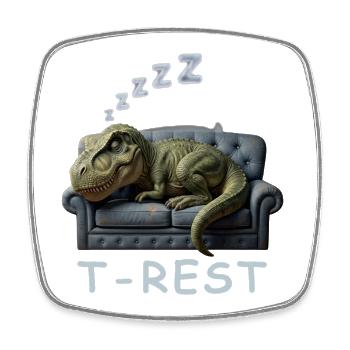 T-Rest Dino auf Sofa - Viereckiger Kühlschrankmagnet - Weiß - Vorne