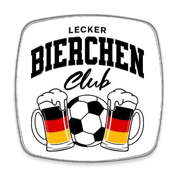 Lecker Bierchen Club Fußball Deutschland - Viereckiger Kühlschrankmagnet - Weiß - Vorne