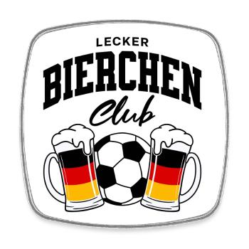 Lecker Bierchen Club Fußball Deutschland - Viereckiger Kühlschrankmagnet - Weiß - Vorne