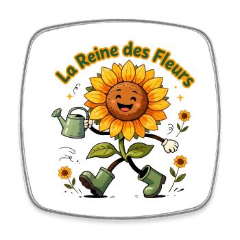 La Reine des Fleurs Jardin Joyeux - Magnet carré - blanc - Devant