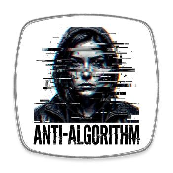 Anti Algorithm Digital - Square fridge magnet - white - Front