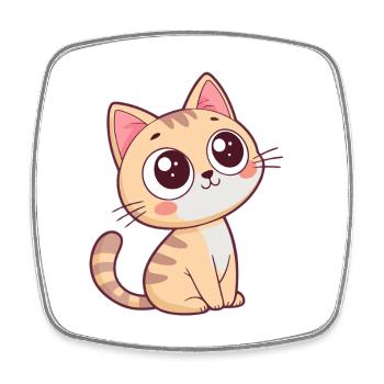 Chaton curieux pastel - Magnet carré - blanc - Devant