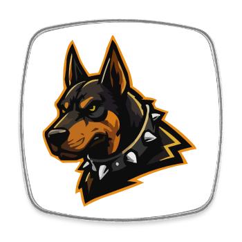 Doberman with spiked collar - Square fridge magnet - white - Front