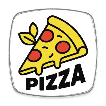 Pizza Piece Lettering Italy Pizzeria - Square fridge magnet - white - Front