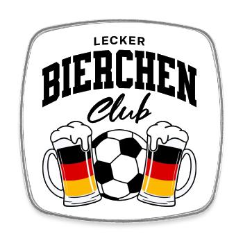 Lecker Bierchen Club Fußball Deutschland - Viereckiger Kühlschrankmagnet - Weiß - Vorne