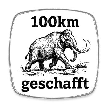 Mammut im Skizzenstil 100km geschafft - Viereckiger Kühlschrankmagnet - Weiß - Vorne