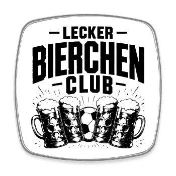 Lecker Bierchen Club Fußball & Bier - Viereckiger Kühlschrankmagnet - Weiß - Vorne