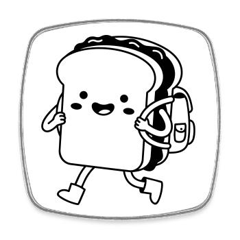 Kawaii-Sandwich - Viereckiger Kühlschrankmagnet - Weiß - Vorne