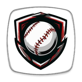 Baseball Shield Ball - Viereckiger Kühlschrankmagnet - Weiß - Vorne