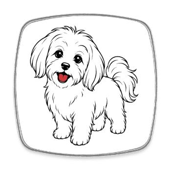 Malteser Hund weiß - Viereckiger Kühlschrankmagnet - Weiß - Vorne
