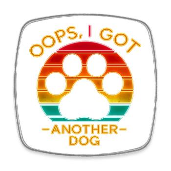 Oops I Got Another Dog - Retro Dog Paw - Square fridge magnet - white - Front