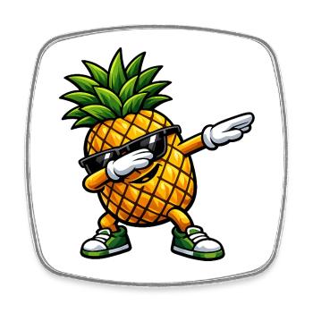 Dabbing Ananas - Viereckiger Kühlschrankmagnet - Weiß - Vorne
