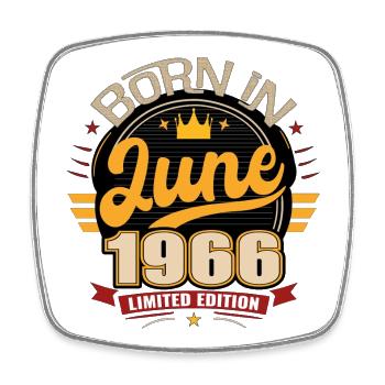 Born in June 1966 - Square fridge magnet - white - Front