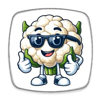 Cooler Blumenkohl Vegan Vegetarisch Sonnenbrille  - Viereckiger Kühlschrankmagnet - Weiß - Vorne