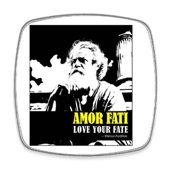 Amor Fati – Love Your Fate Marcus Aurelius - Magnet carré - blanc - Devant