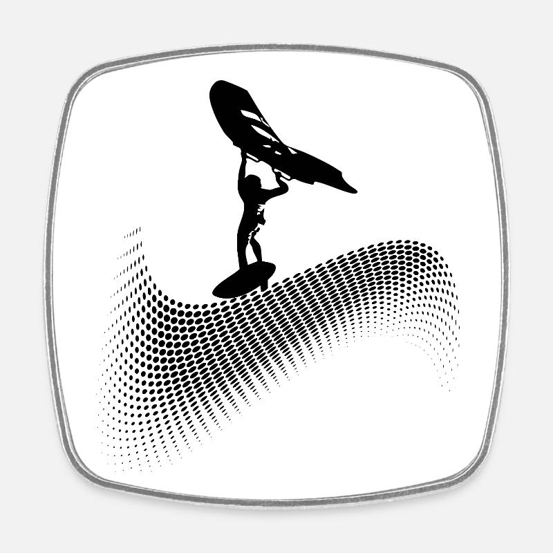 Wingfoiler sur la vague - Magnet carré - blanc