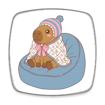Cuddle Capybara Moonstar-Decke – Kawaii-Design - Viereckiger Kühlschrankmagnet - Weiß - Vorne