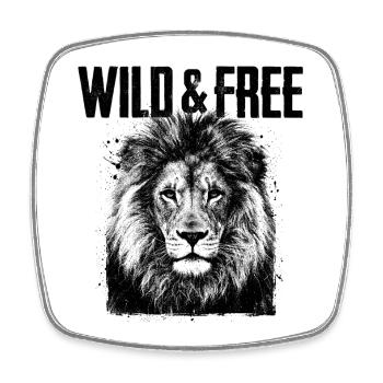 Lion sauvage et libre - Magnet carré - blanc - Devant