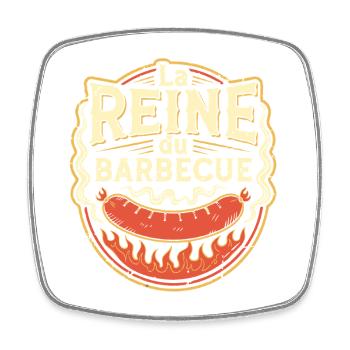 La Reine du Barbecue - Magnet carré - blanc - Devant