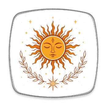 Mittsommer Sonne – Boho Symbol - Viereckiger Kühlschrankmagnet - Weiß - Vorne