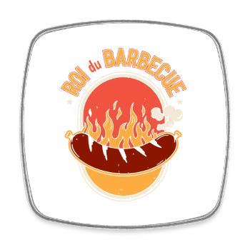 Roi du Barbecue en Flamme - Magnet carré - blanc - Devant