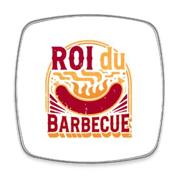 King of the barbecue - Square fridge magnet - white - Front