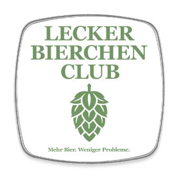Lecker Bierchen Club - Mehr Bier. Weniger Probleme - Viereckiger Kühlschrankmagnet - Weiß - Vorne