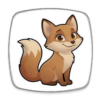 Warm cartoon fox - Square fridge magnet - white - Front