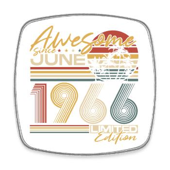 Cadeau vintage d’anniversaire de juin 1966 - Magnet carré - blanc - Devant