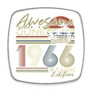 Cadeau vintage d’anniversaire de juin 1966 - Magnet carré - blanc - Devant