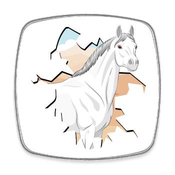 La tête d'un cheval Abbayan devant un désert - Magnet carré - blanc - Devant