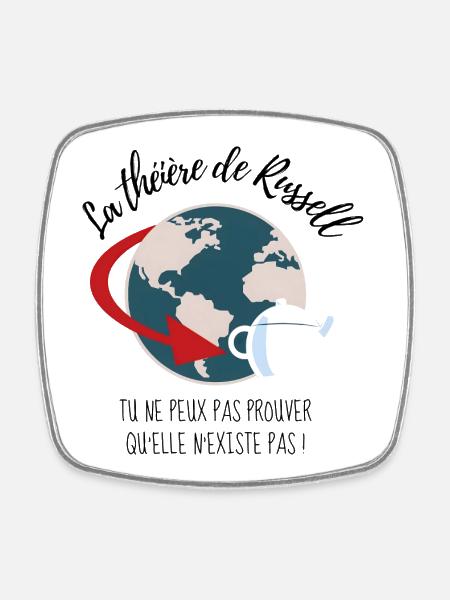 La théière de Russell - Design sceptique - Magnet carré - blanc