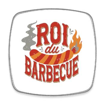 King of the barbecue - Square fridge magnet - white - Front
