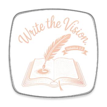 Écrivez la vision : Livre & Plume - Magnet carré - blanc - Devant