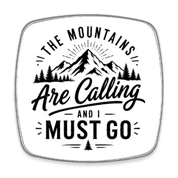 The Mountains Are Calling And I Must Go – Vintage  - Viereckiger Kühlschrankmagnet - Weiß - Vorne