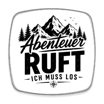 Abenteuer Ruft – Vintage Outdoor Mountain Design - Viereckiger Kühlschrankmagnet - Weiß - Vorne