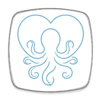 HerzOktopus Linienkunst - Viereckiger Kühlschrankmagnet - Weiß - Vorne