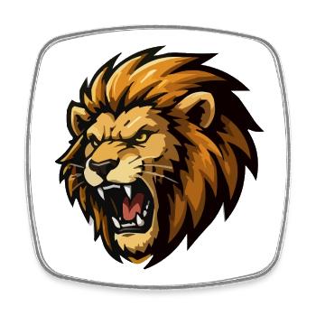 dessin animé de lion - Magnet carré - blanc - Devant