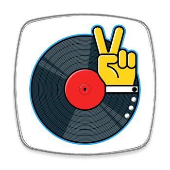 Vinyl Album with Hand Showing Peace Sign - Square fridge magnet - white - Front