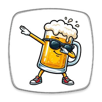 Dabbing Bierkrug - Viereckiger Kühlschrankmagnet - Weiß - Vorne