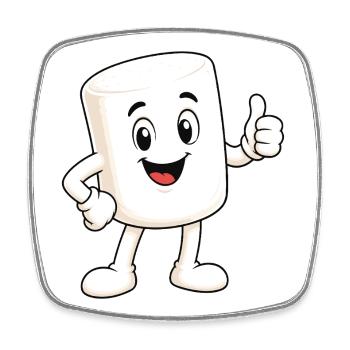 Sweet marshmallow with thumbs up - Square fridge magnet - white - Front