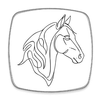 Minimalist Horse Line Art Elegant Line Design - Square fridge magnet - white - Front