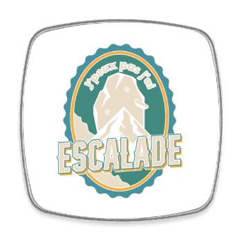 Escalade Vintage Badge Montagne - Magnet carré - blanc - Devant