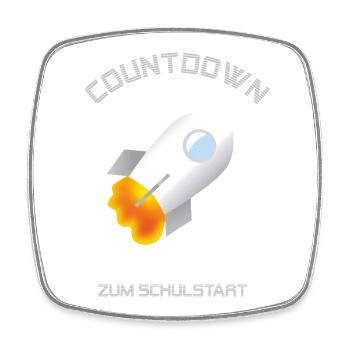 Countdown zum Schulstart Rakete mit weißen Sternen - Viereckiger Kühlschrankmagnet - Weiß - Vorne